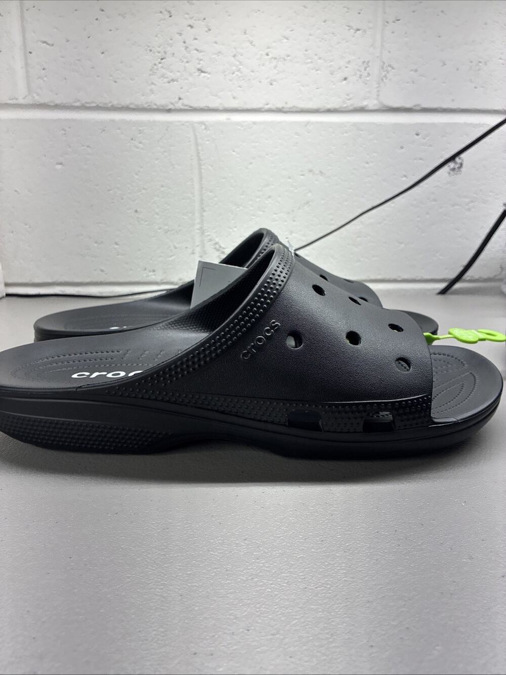 Mens Croc Saturday Slides Size 12 Black Slip On Sandals New with Tags 213298-001